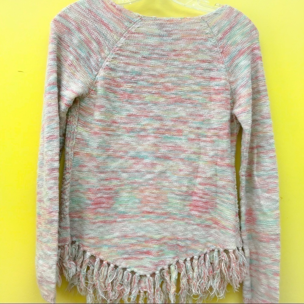 American Rag Cie Fringe boho multicolor pastel rainbow sweater pullover small - Picture 4 of 6